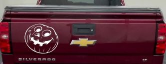Jack O Lantern Halloween Car or Truck Window Decal Sticker (White)