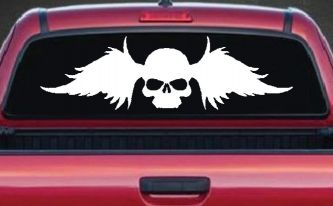 Skull with Wings Biker Car or Truck Window Decal Sticker