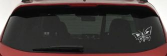 Tribal Poker Butterfly Butterflies Car or Truck Window Decal Sticker (Light Gray)