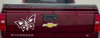 Tribal Poker Butterfly Butterflies Car or Truck Window Decal Sticker (White)