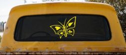 Tribal Poker Butterfly Butterflies Car or Truck Window Decal Sticker (Yellow)