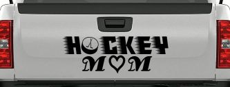 Hockey Mom Sports Car or Truck Window Decal Sticker (Black)