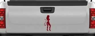Evil Devil Girl Car or Truck Window Decal Sticker (Burgundy)