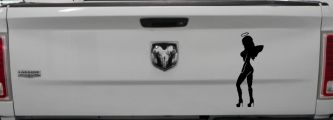 Angel Girl Halo Wings Decal for Car Truck Window - Vinyl Sticker (Black)