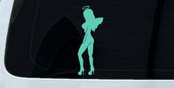 Angel Girl with Halo and Wings Car or Truck Window Decal Sticker (Mint)