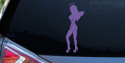 Angel Girl with Halo and Wings Car or Truck Window Decal Sticker (Purple)