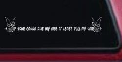 Large Tinkerbell If Your Gonna Ride my Ass At Least Pull My Hair Funny Car or Truck Window Decal Sticker