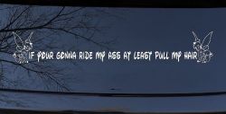 Large Tinkerbell If Your Gonna Ride my Ass At Least Pull My Hair Funny Car or Truck Window Decal Sticker
