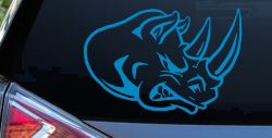Bad Rhino Animals Car or Truck Window Decal Sticker (Blue)