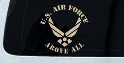 US Air Force Above All Decal - Car Truck Window Vinyl Sticker (Desert Sand)