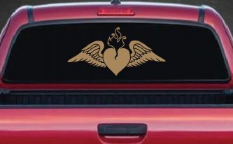 Heart With Wings Car or Truck Window Decal Sticker (Light Brown)