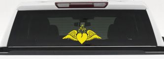 Heart With Wings Car or Truck Window Decal Sticker (Yellow)