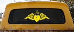 Heart With Wings Car or Truck Window Decal Sticker (Yellow)