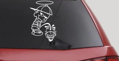 Pee On The Devil Car Truck Window Decal Sticker Funny Vinyl Graphic