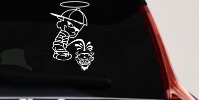 Pee On The Devil Car Truck Window Decal Sticker Funny Vinyl Graphic
