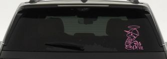 Pee On Devil Christian Car or Truck Window Decal Sticker (Pink)