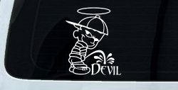 Pee On Devil Christian Car or Truck Window Decal Sticker