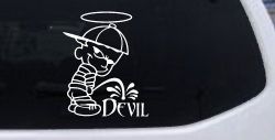 Pee On Devil Christian Car or Truck Window Decal Sticker