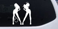 Good and Bad Girls Angel and Devil Car or Truck Window Decal Sticker