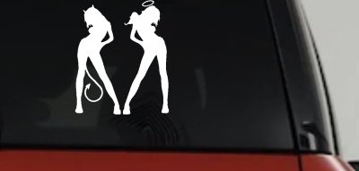 Angel Devil Girls Decal Sticker for Car Truck Window - Good Bad Fun Vinyl