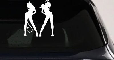Angel Devil Girls Decal Sticker for Car Truck Window - Good Bad Fun Vinyl
