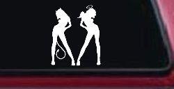 Good and Bad Girls Angel and Devil Car or Truck Window Decal Sticker