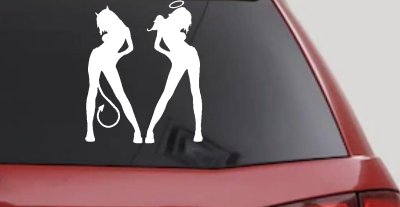 Angel Devil Girls Decal Sticker for Car Truck Window - Good Bad Fun Vinyl