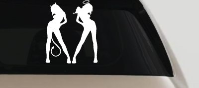 Angel Devil Girls Decal Sticker for Car Truck Window - Good Bad Fun Vinyl