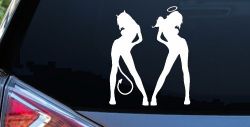 Good and Bad Girls Angel and Devil Car or Truck Window Decal Sticker