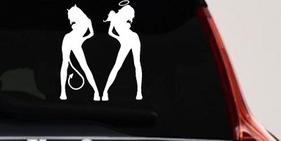 Angel Devil Girls Decal Sticker for Car Truck Window - Good Bad Fun Vinyl