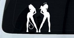 Good and Bad Girls Angel and Devil Car or Truck Window Decal Sticker