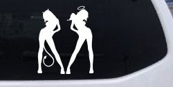 Good and Bad Girls Angel and Devil Car or Truck Window Decal Sticker