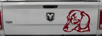 Dotson Dog Car or Truck Window Decal Sticker (Purple Red)
