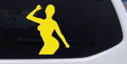 Woman Girl Dancer Car or Truck Window Decal Sticker (Yellow)