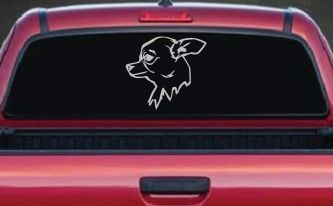 Cute Chihuahua Dog Vinyl Decal for Car or Truck Windows (Light Gray)