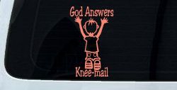 God Answers Knee Mail Prayers Boy Christian Car Truck Window Vinyl Decal (Coral)