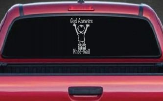 God Answers Knee Mail Prayers Boy Christian Car or Truck Window Decal Sticker (Light Gray)