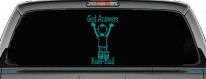 God Answers Knee Mail Prayers Boy Christian Car or Truck Window Decal Sticker (Turquoise)