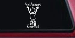 God Answers Knee Mail Prayers Boy Christian Car or Truck Window Decal Sticker
