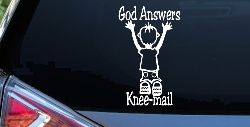 God Answers Knee Mail Prayers Boy Christian Car or Truck Window Decal Sticker