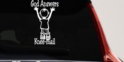 God Answers Knee Mail Prayers Boy Christian Car Truck Window Vinyl Decal