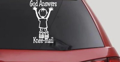 God Answers Knee Mail Prayers Boy Christian Car Truck Window Vinyl Decal