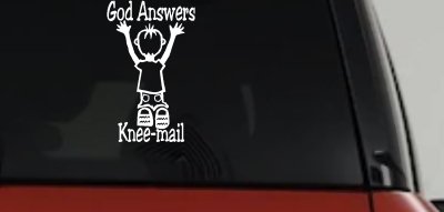 God Answers Knee Mail Prayers Boy Christian Car Truck Window Vinyl Decal