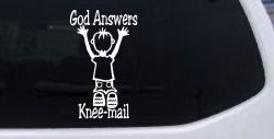 God Answers Knee Mail Prayers Boy Christian Car or Truck Window Decal Sticker