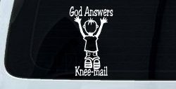 God Answers Knee Mail Prayers Boy Christian Car or Truck Window Decal Sticker