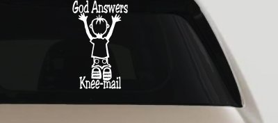 God Answers Knee Mail Prayers Boy Christian Car Truck Window Vinyl Decal