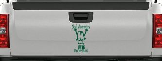 God Answers Knee Mail Prayers Girl Christian Car or Truck Window Decal Sticker (Dark Green)
