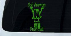 God Answers Knee Mail Prayers Girl Christian Car or Truck Window Decal Sticker (Lime)