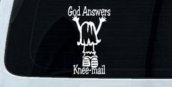 God Answers Knee Mail Prayers Girl Christian Car or Truck Window Decal Sticker