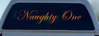 Naughty One Car or Truck Window Decal Sticker (Orange)